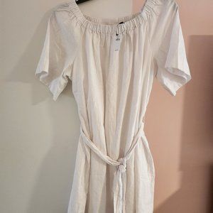 White linen-like Peasant Dress